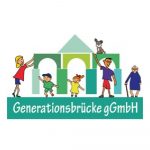 Logo der Generarionsbrücke. Grüne Brücke mit Kindern und Erwachsenen.