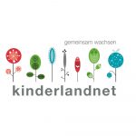 Logo von kinderlandnet. Bunte Blumen mit runden Blüten.