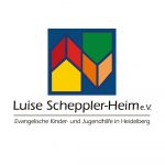Logo von Luise-Schlepper-Heim. Bunte Formen auf blauem Hintergrund.